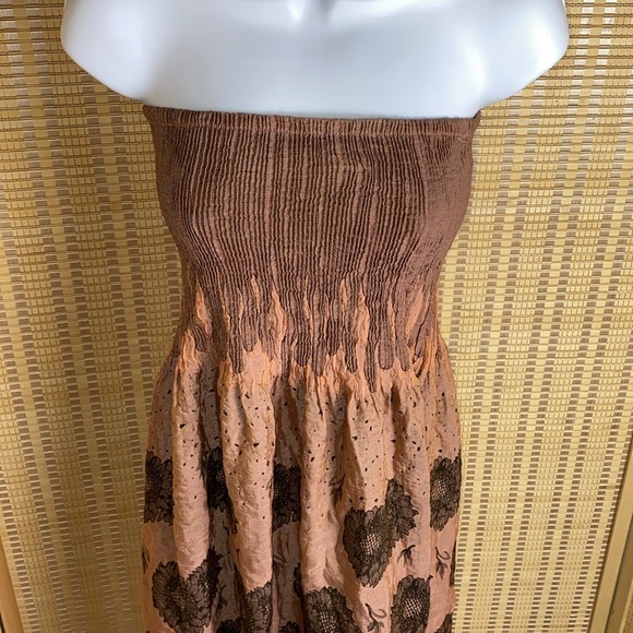 🔶Lapis Strapless Peach & Black Floral Tube Multi Way Dress Or Skirt Size OS - Picture 2 of 5